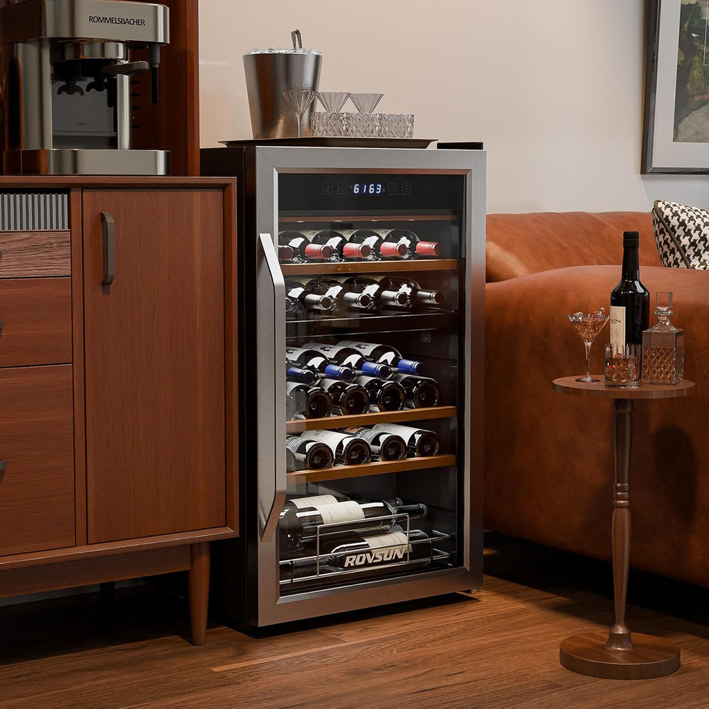 33 Bottle Dual Zone Wine Cooler Refrigerator, 41°F-64°F Freestanding Compressor 