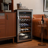 Dual Zone Beverage Cooler Refrigerator, 33 Bottle Chiller with Glass Door & Digi