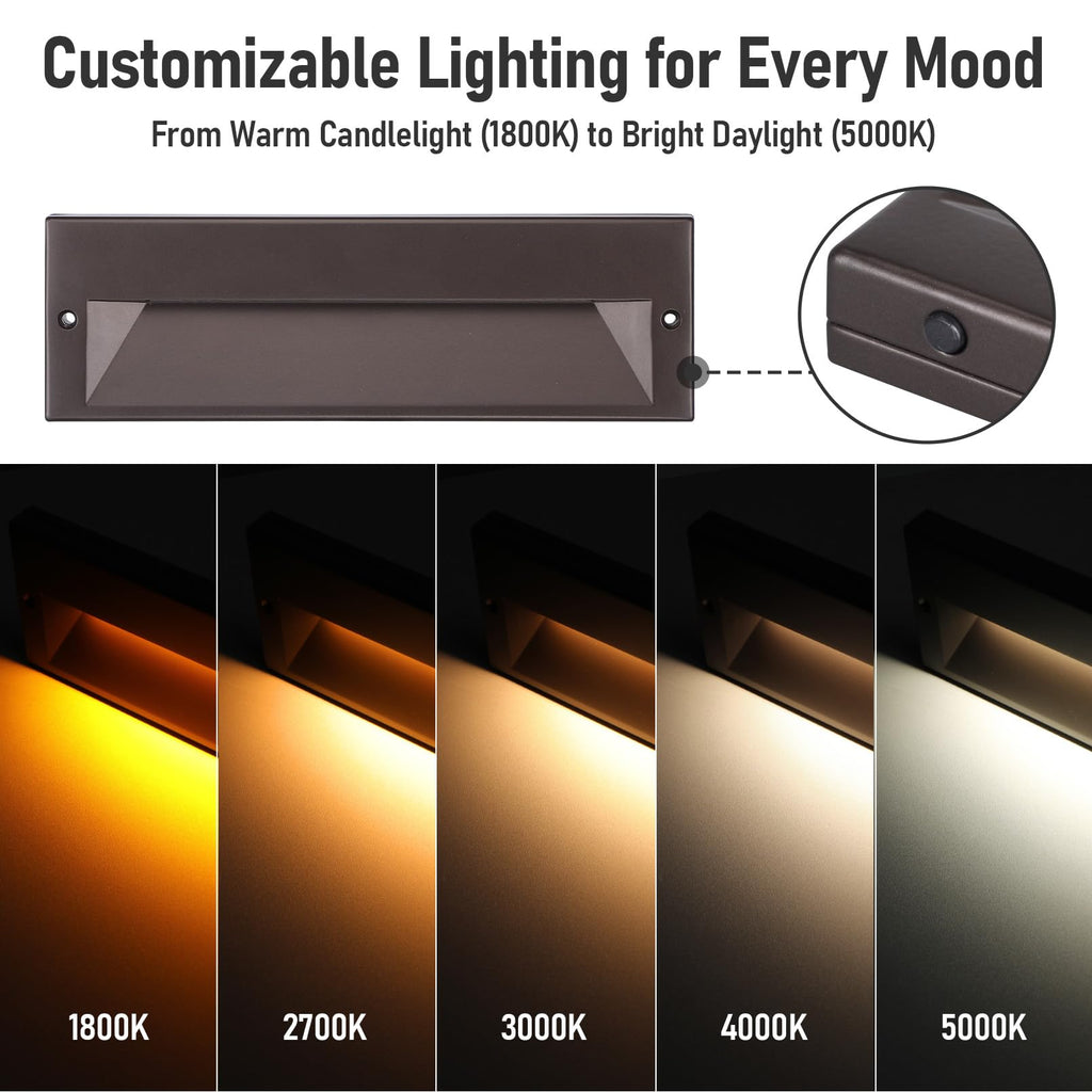 10.6 Inch 5CCT Low Voltage LED Step Lights, Surface Mount