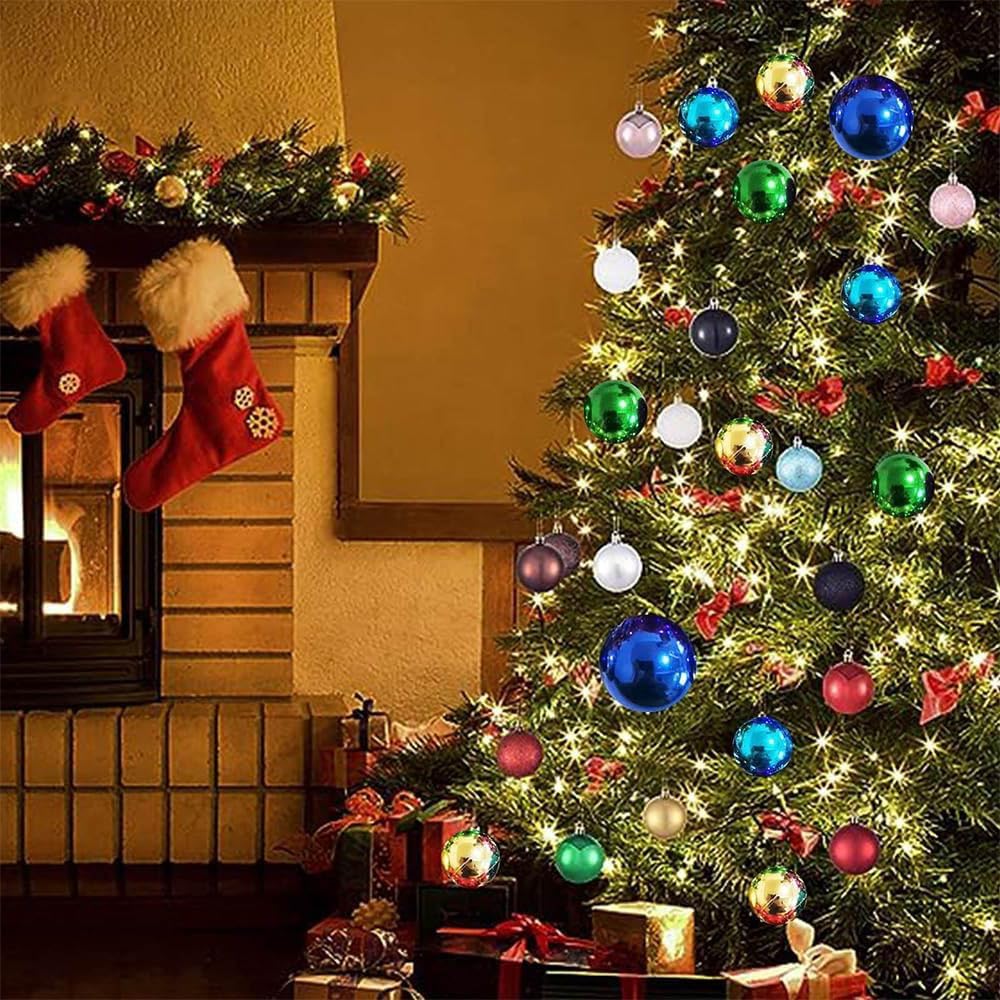 1.2 Inches Colored Christmas Balls 24 Pack Living Room Garden Ornaments Mini Glitter Ball Door Wall Xmas - Set of 24