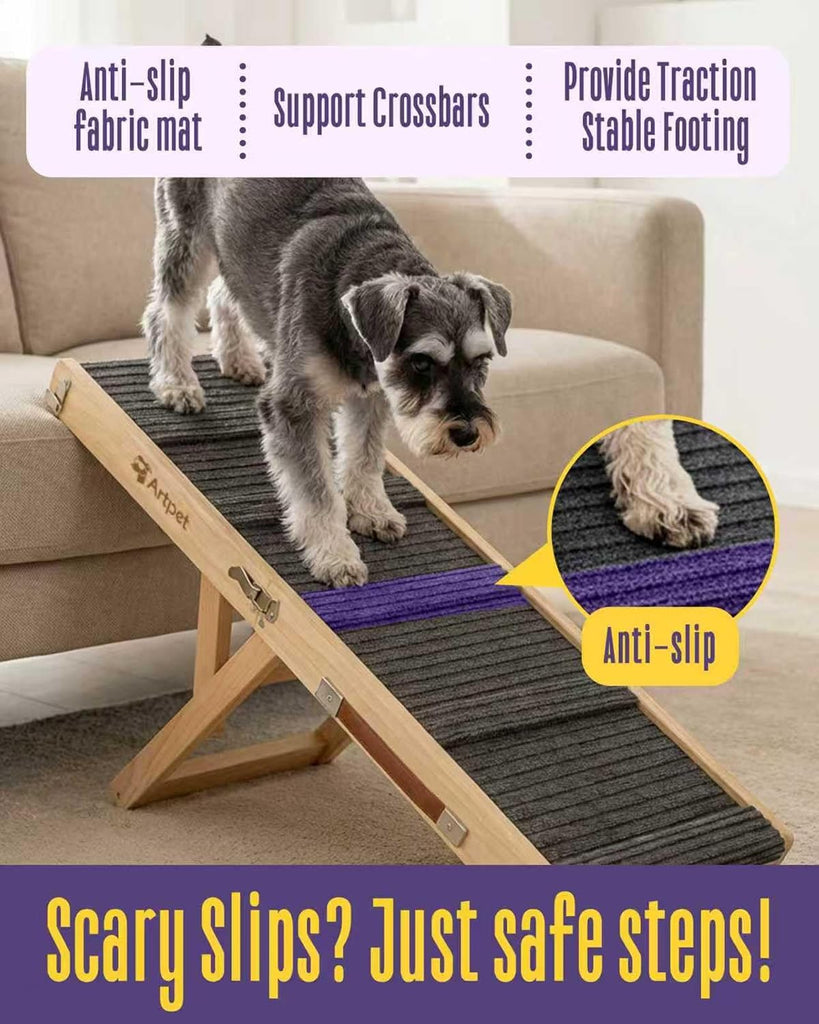 Dog Ramp for Small Dogs, Adjustable Wooden Dachshund Ramp for Couch