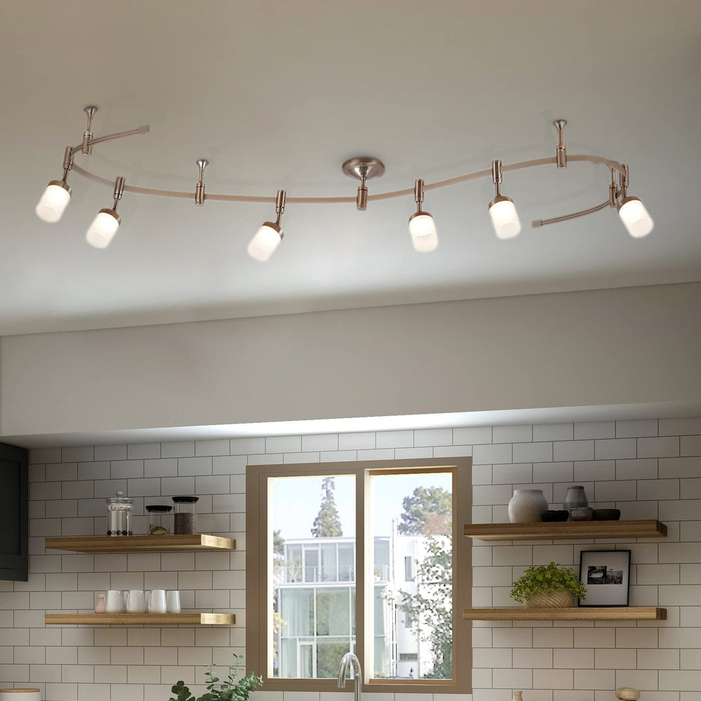000 Transitional 6-Light Integrated LED Flex Track Ceiling Light, 96", Brushed Nickel