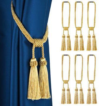 Magnetic Curtain Tiebacks Handmade Tassel Drapery Holdback,6P