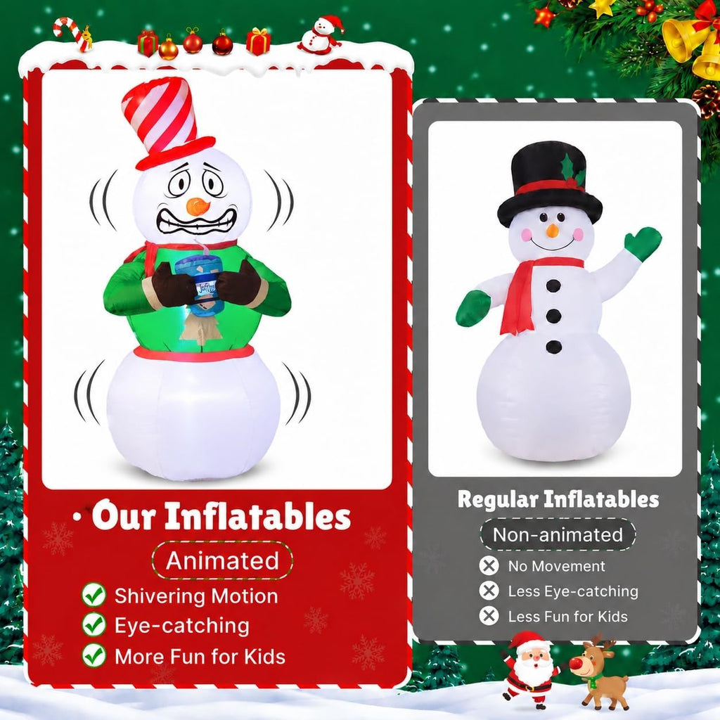 6FT Animated Snowman Christmas Inflatables Outdoor Decorations