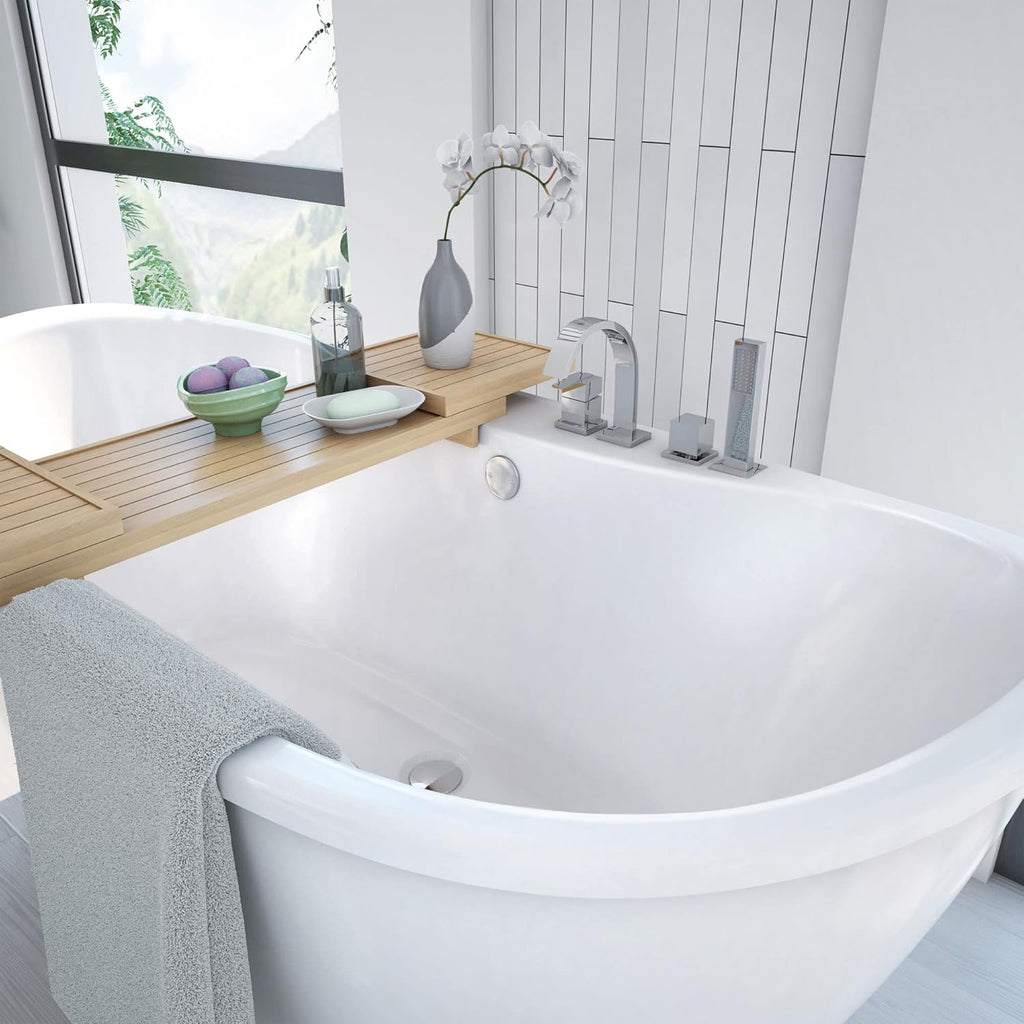 Caspian 60 inch L x 27 inch H White Acrylic Freestanding Bathtub