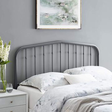 Lennon Modern Farmhouse Metal Headboard in Gray