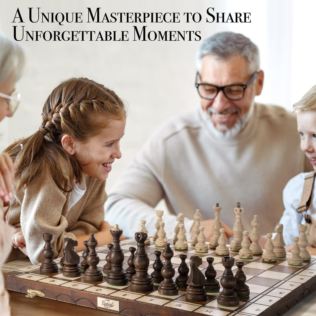 Legate Luxury Wooden Chess Set for Adults and Kids - 18 Inch Handcrafted from Premium Beech and Birch Wood - Unique