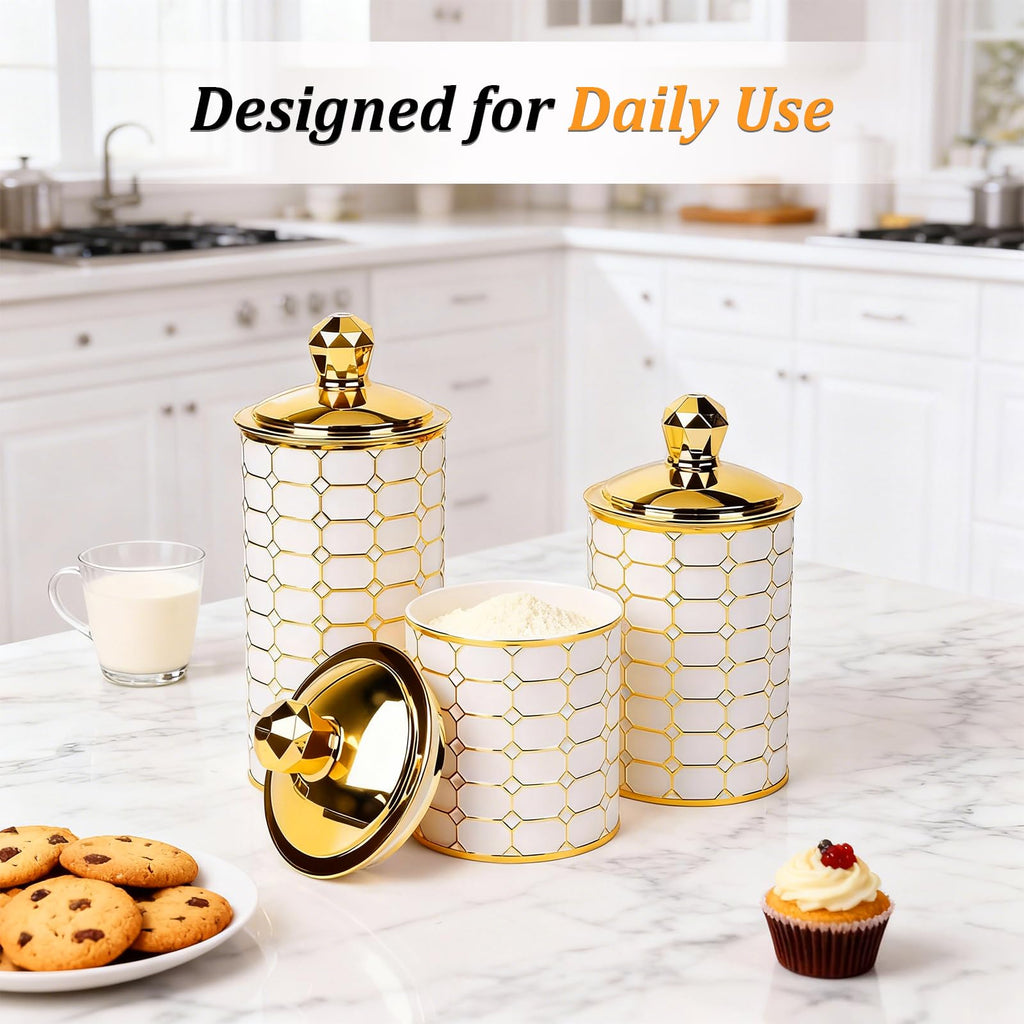 3-Piece Plastic Canister Set, Airtight Food Storage Containers Countertop & Pantry, BPA-Free Canisters for Flour