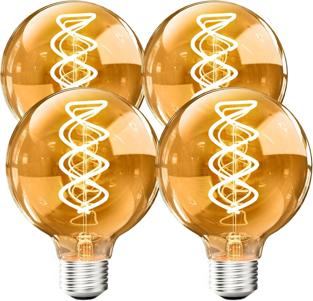 G80 Vintage Edison Light Bulbs Dimmable 4W (40W Equivalent) Led Filament Bulbs Warm 2200K CRI80+ E26 25000hours
