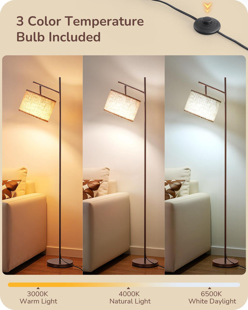 64.7" Modern Arc Floor Lamps, Brown Standing Lamp