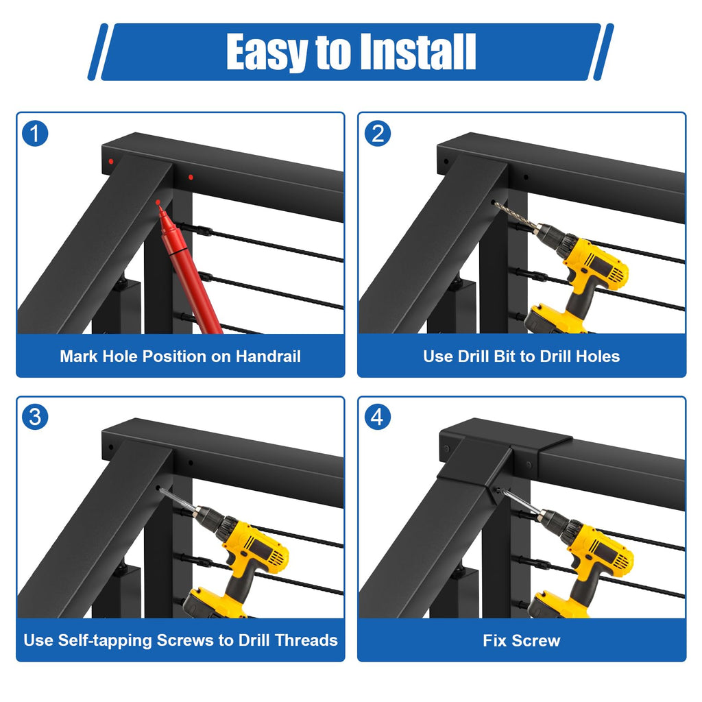 Flat Handrail Accessories, Aluminum Black Corner Connector for Handrail, 90 Degree Sleeve for Deck Cable Railing Post