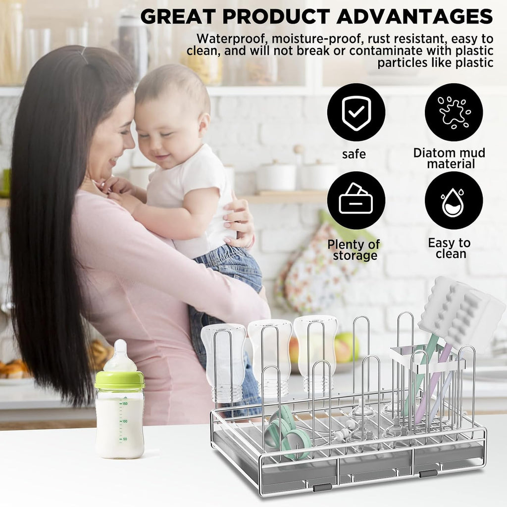 Baby Bottle Drying Rack Organizer Stainless Steel