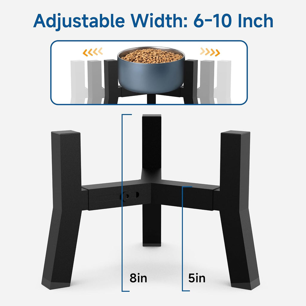 Adjustable Single Elevated Dog Bowl Stand, Lifted Holder No Bowls