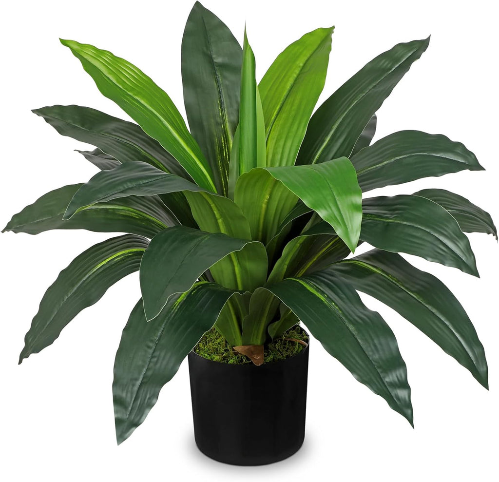 Faux Plants 17'' Dracaena Artificial Plants Indoor Yucca Fake Potted Plant with 19 Leaves Tropical Silk Plant Living