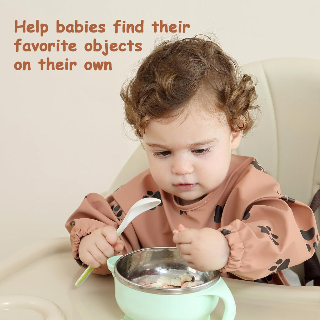 Baby Bib with Long Sleeves Bib & BLW, Machine Washable & Soft and Skin-Friendly Material, Coverall Bibs for Baby