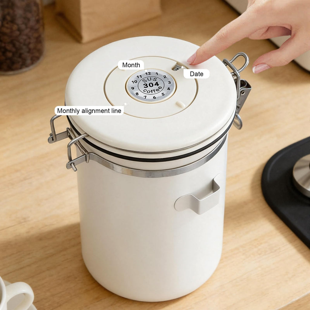 22OZ Airtight Stainless Steel Coffee Canister with Date Tracker
