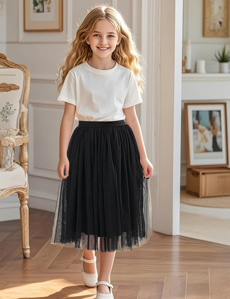 Girls Tulle Skirts A-line Mesh Skirt Long Tutu Skirts for Girls