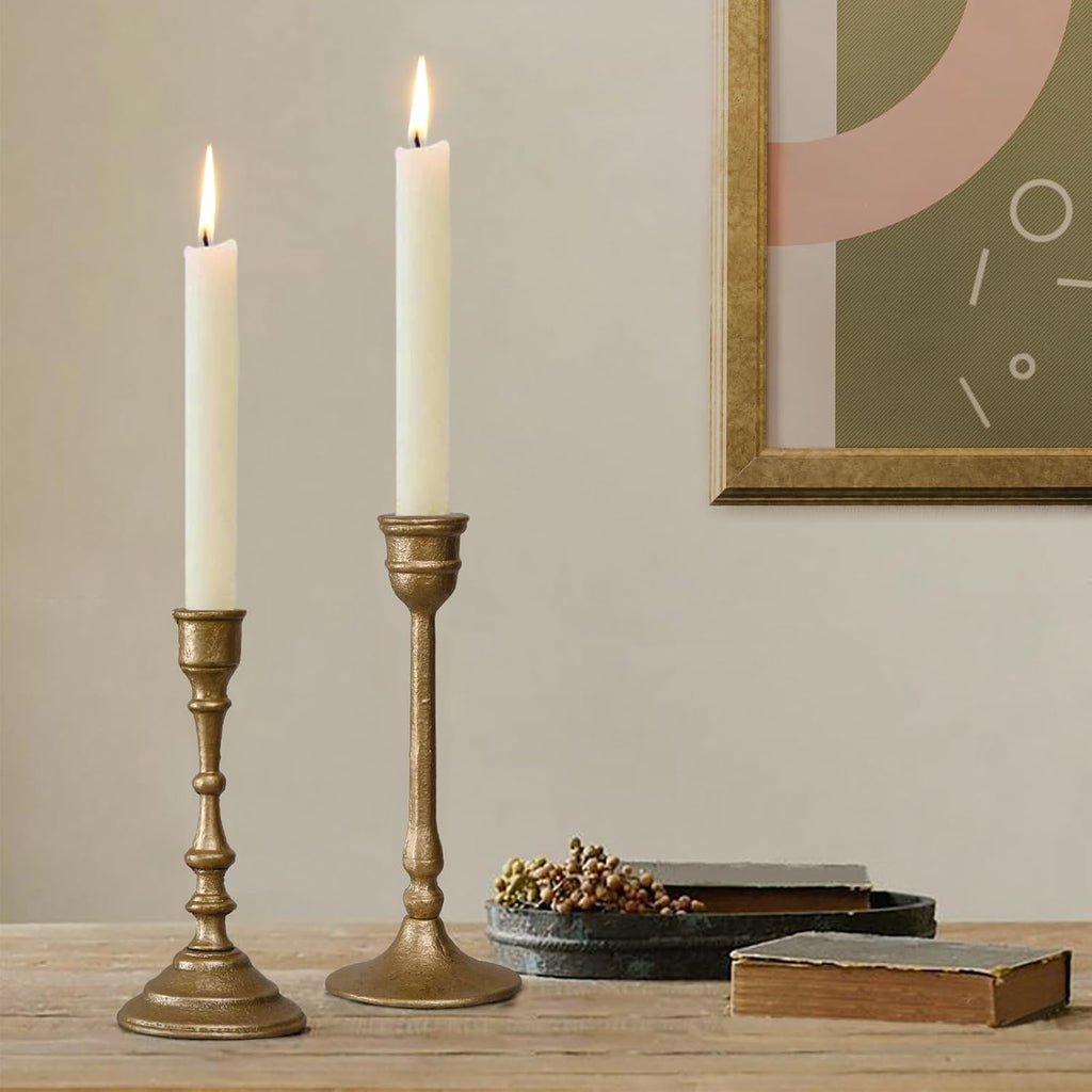 Iron Taper Candle Holder - Set of 2 Decorative Candle Stand - Candlestick Holder for Wedding, Dinning, Party