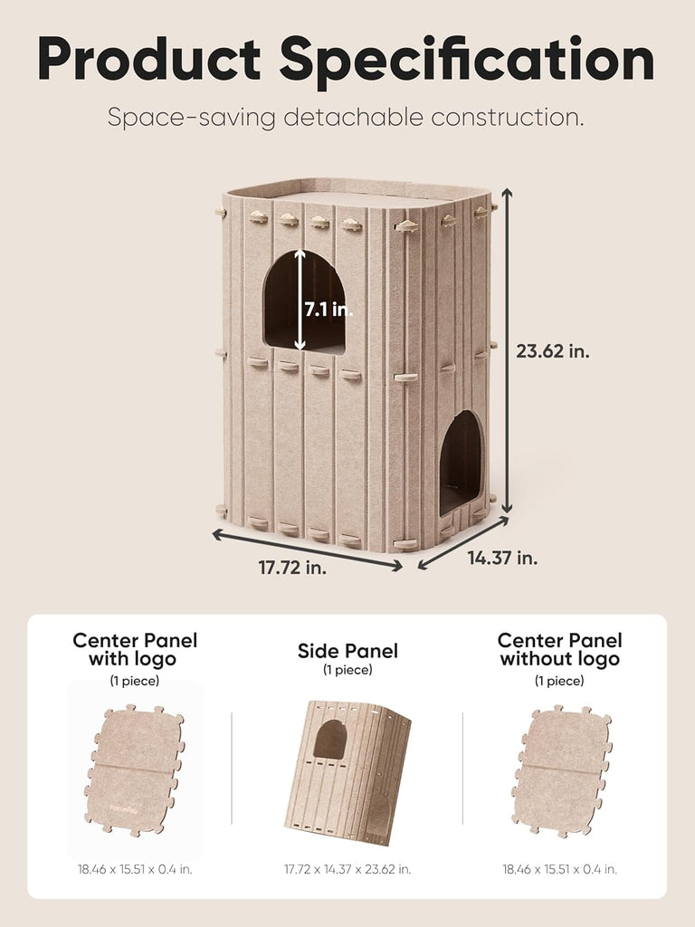 Cat House for Indoor Cats, Warm Felt Cat Bed, Scratch Resistant
