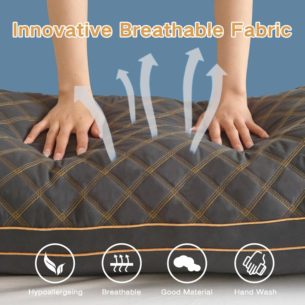 Long Body Pillow for Adults - Firm Body Pillow Insert with Shredded Blue Memory Foam, Adjustable Height, Soft Support