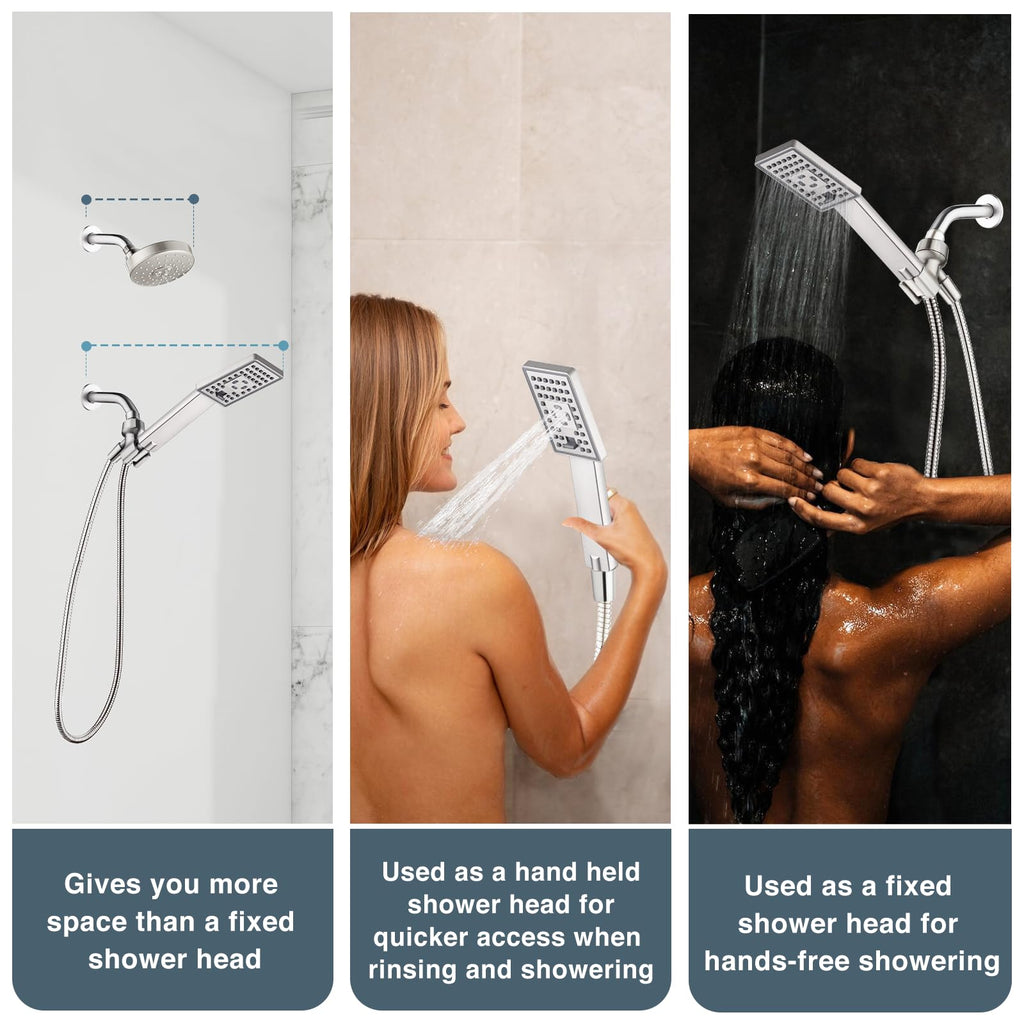 Handheld Shower Head Set High Pressure Hand Held Showerhead with 60 Inch Flexible Shower Hose and Adjustable Shower