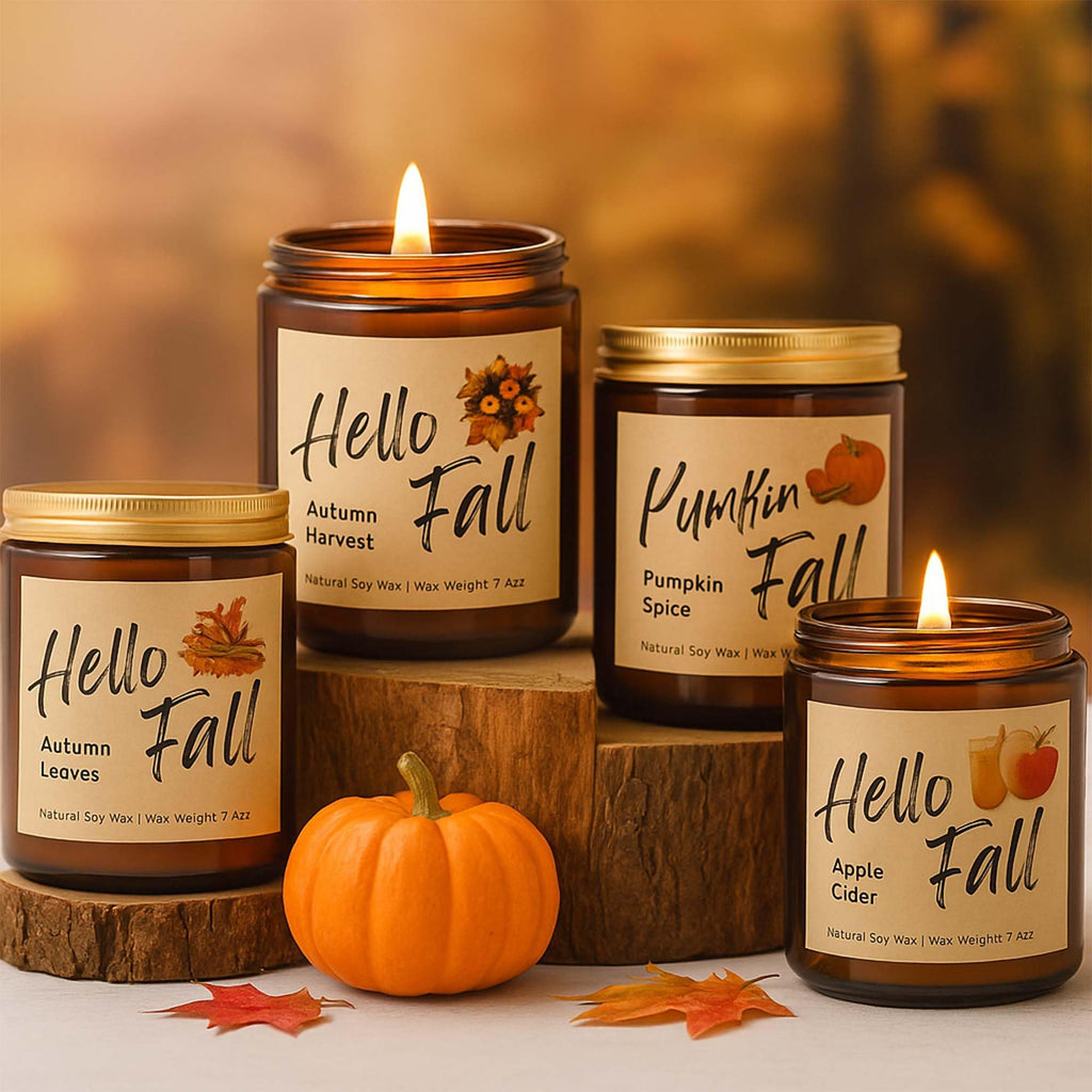 Fall Candles, Fall Decorations - Fall Gifts for Women, Natural Soy Wax Scented Candles Set(4pcs)