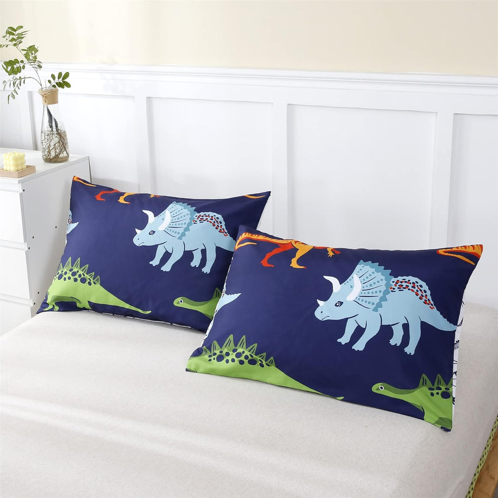 Cartoon Dinosaur Comforter Set, Dark Blue Dinosaur Kids Bedding Set for Boys, Dinosaurs Print Comforter Sets for Kids/Toddlers/Teens (Dinosaur,Full)