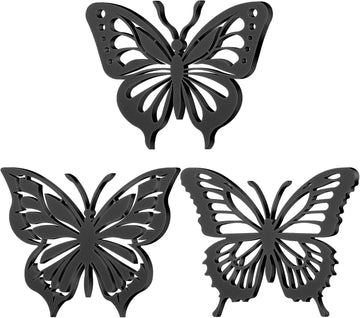 Cast Iron Trivets for Hot Dishes 8 Inch Butterfly Cast Iron Trivets for Dutch Oven Wood Stove Pots and Pans Hot - Set of 3