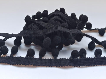 Pom Pom Trim 6 Yards 12mm Ball Fringe Trim for Sewing Accessory Decoration DIY Crafts (Black, 12mm 181211)