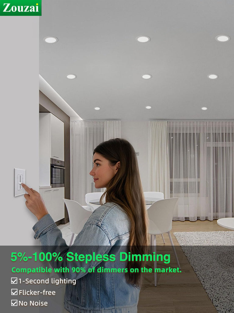 24 Pack 4 Inch LED Recessed Ceiling Light, 5CCT, Dimmable, White