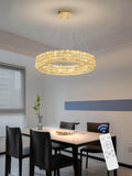 Dia 24" Modern Crystal Chandelier Gold Ring Chandelier Adjustable Height Luxury Crystal Pendant Ceiling Light Fixture for Dining Living Room Bedroom A122-B0CJ5566GX