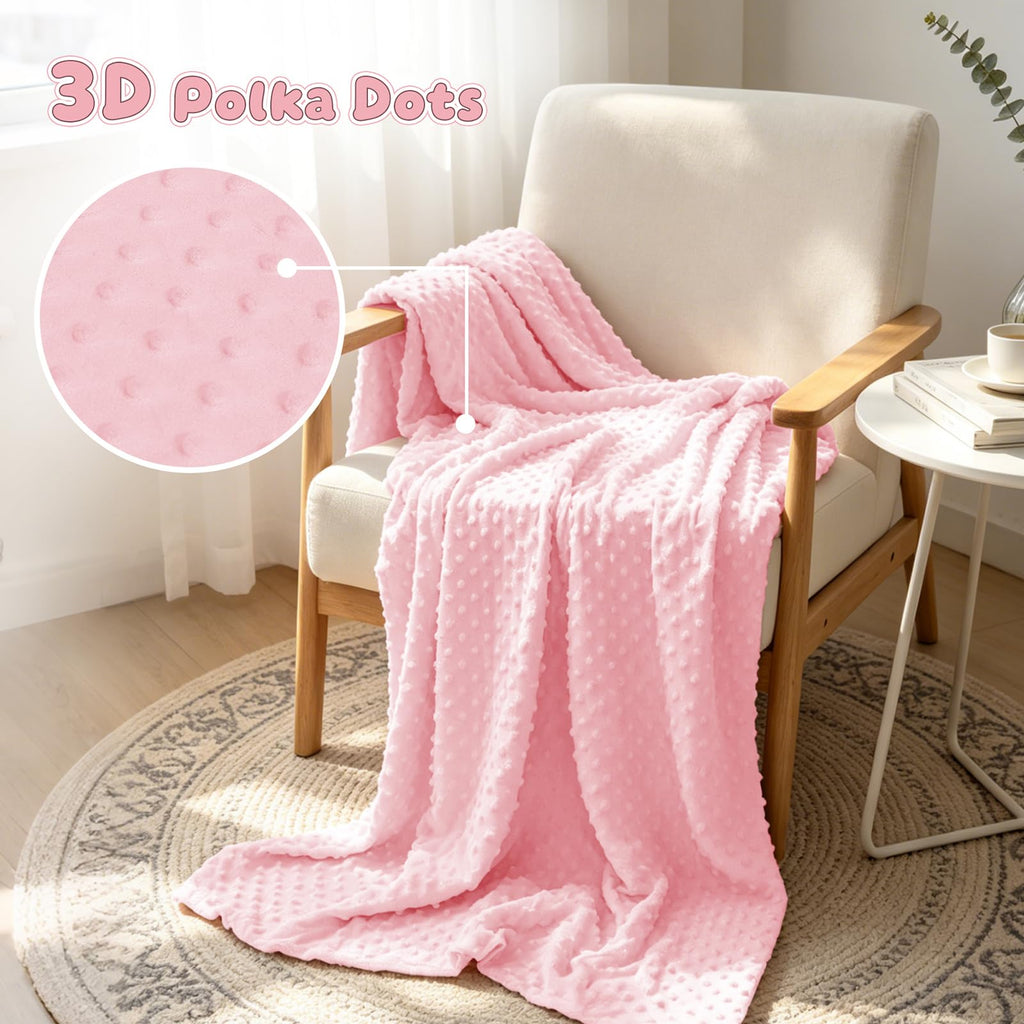 1 Yard Minky Dot Fabric 60 Inch Wide Fleece Plush Pink
