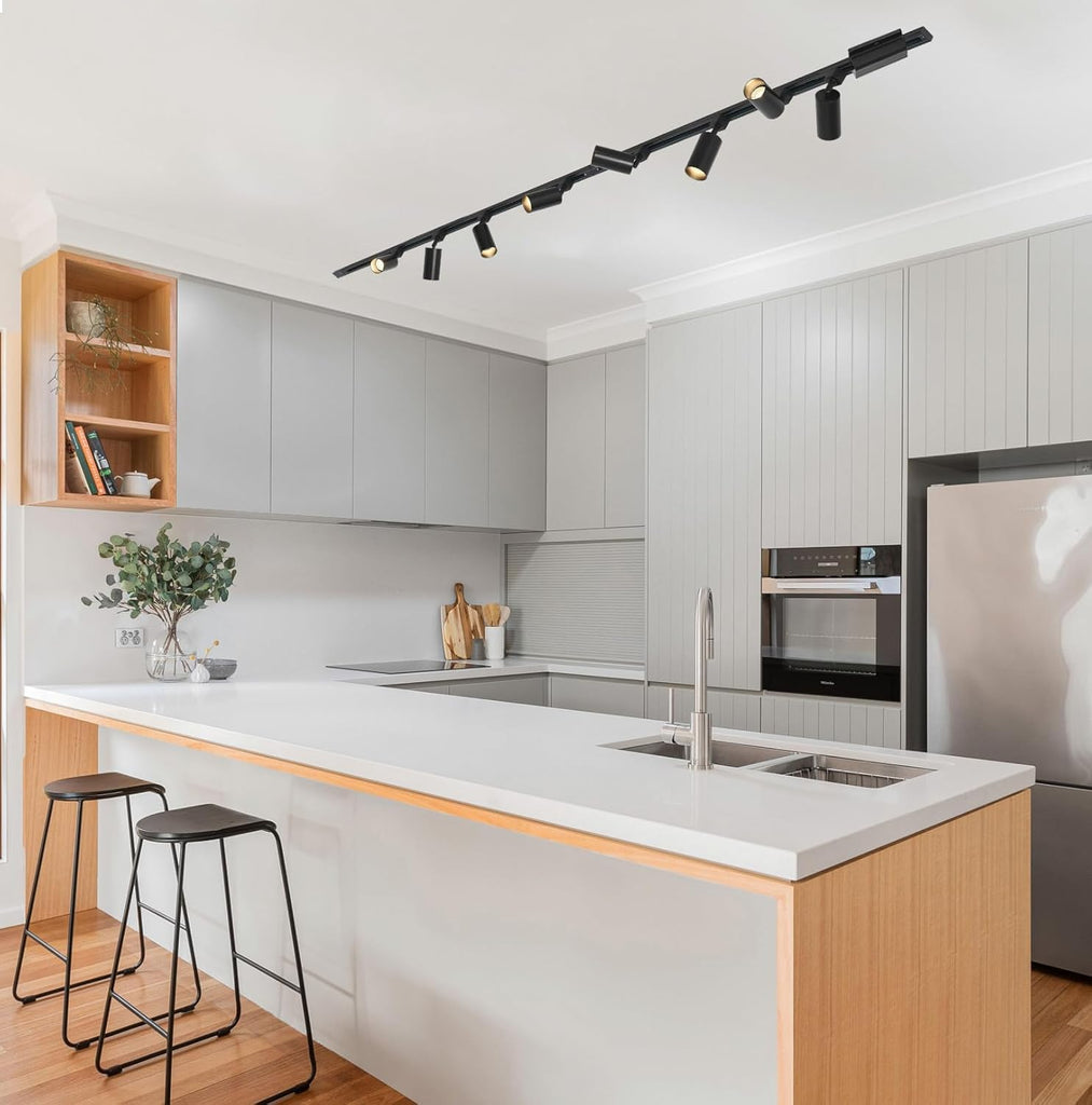 LED Track Lighting Kit with 3.3FT H Type Track Lighting Rails and Floating Canopy Connector, Modern Kitchen