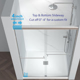 44-48" W x 72" H Semi-Frameless Bypass Sliding Shower Door, Easy Clean Treated Clear Tempered Glass, Brushed Nickel