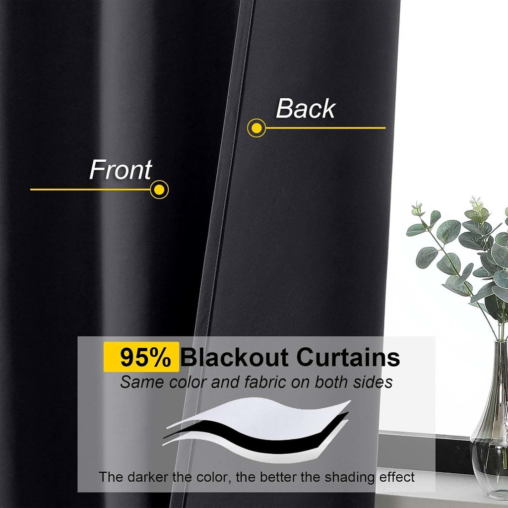 Cafe Curtains Tier 36 Inch Length 2 Panels, Short Thermal Insulated Room Darkening Small Kitchen Window Blackout