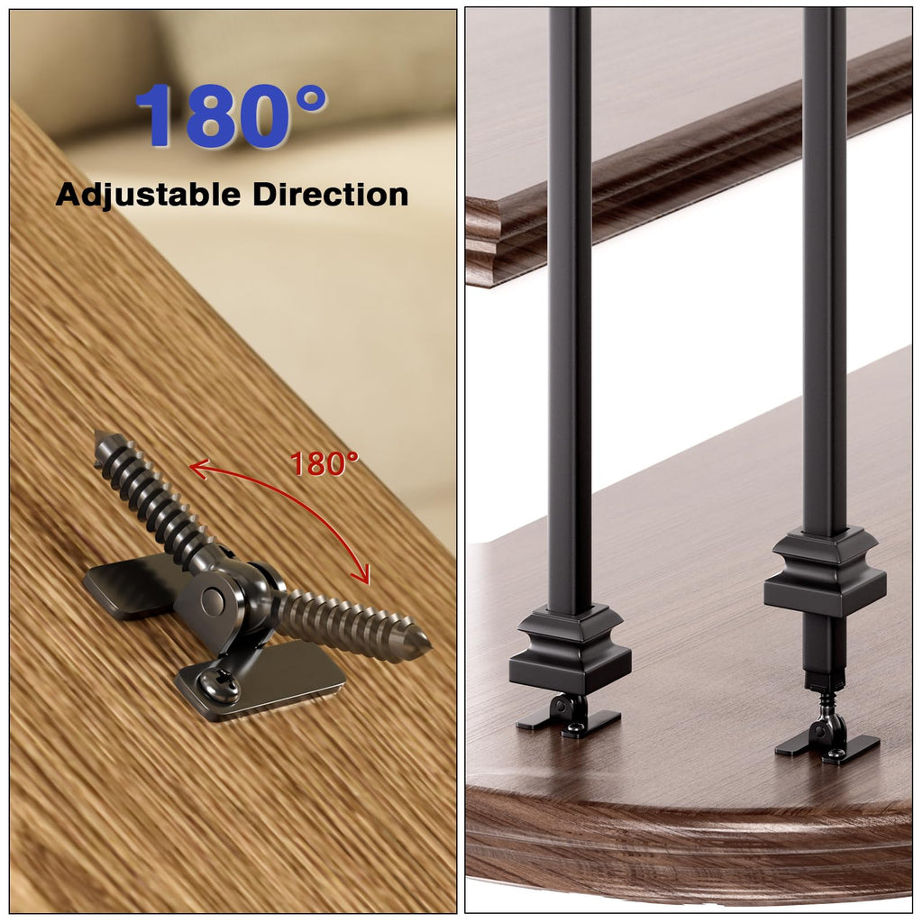 10-Pack Baluster Connectors with Flat Shoes Adjustable Height and Angle Connectors for 1/2'' Square Balusters for