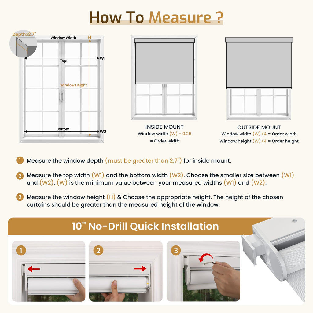 No Drill Motorized Blinds Smart Blackout Shades|White