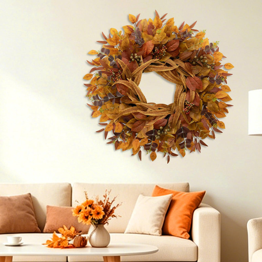 26 Inch Fall Wreaths for Front Door Eucalyptus Berry Wreath