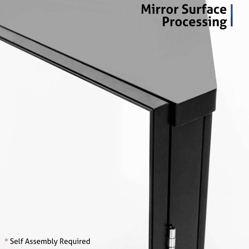 24" Bathroom Corner Medicine Cabinet W/Mirror, Double Doors Bathroom Black Wall Mount Mirror Cabinet, Hanging Triple