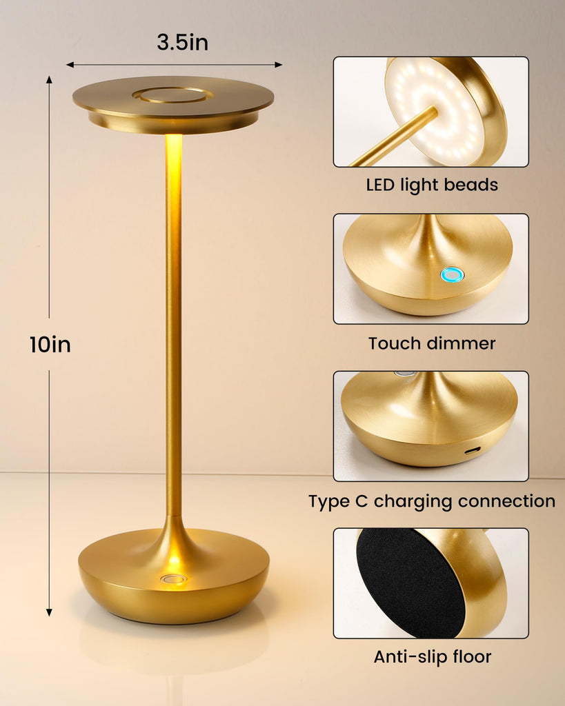 2 Pack LED Cordless Table Lamp 5000mAh Rechargeable Table Light
