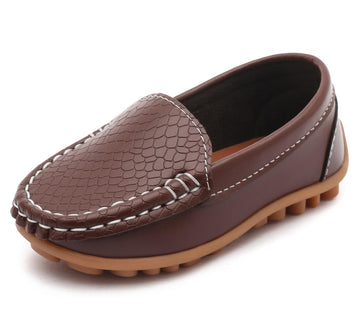 Toddler/Little Kid Boys Girls Soft Synthetic Leather Loafer Slip-On Boat-Dress Shoes/Sneakers,Brown,SHF103 CN26
