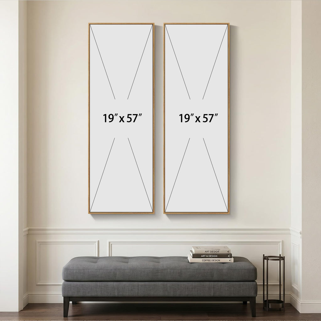 Framed Vintage Long Narrow Landscape Wall Art, 60x20 Inch