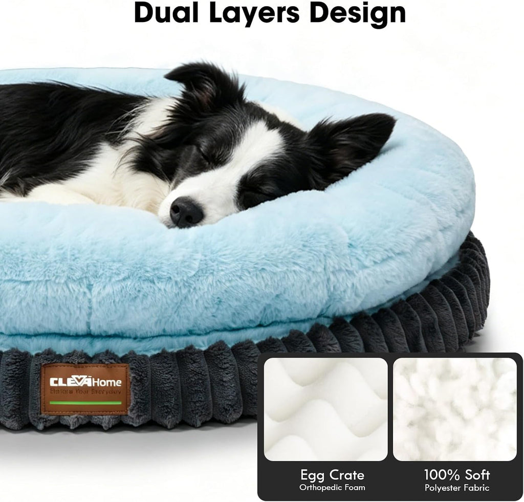 Home Orthopedic Dog Bed for Medium Dogs, Ice Blue