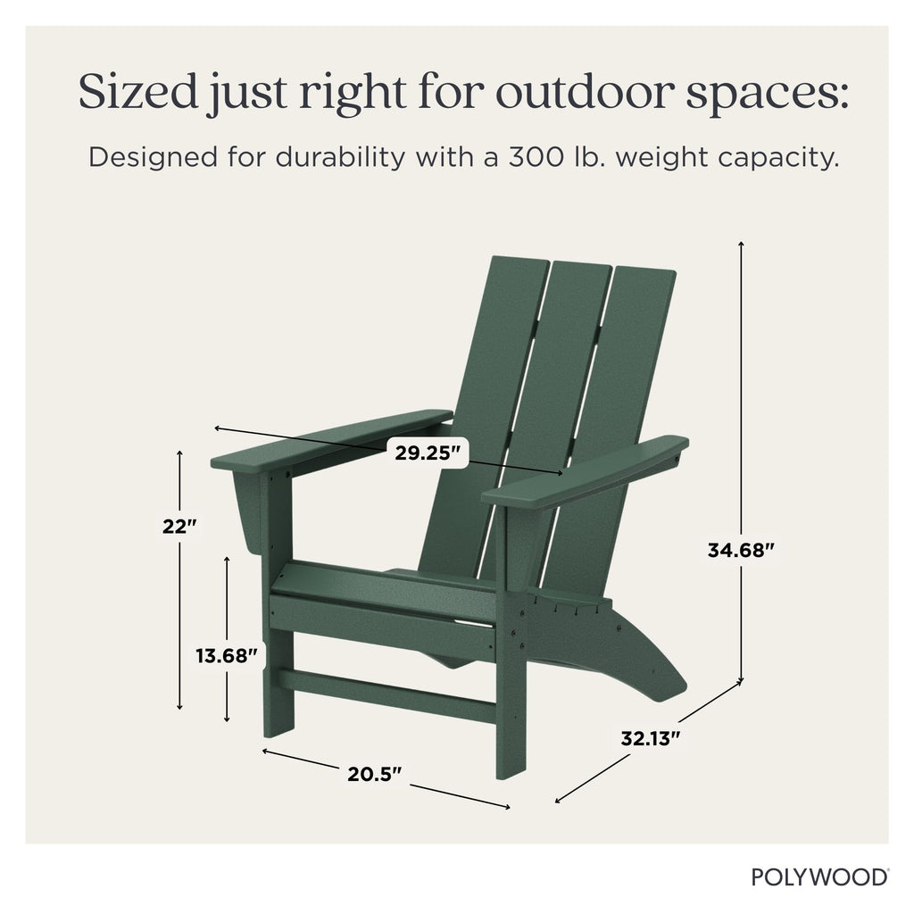 Modern Adirondack Chair - All-Weather Outdoor Lawn Adirondack Chairs - HDPE, Fade-Resistant & Durable Outdoor
