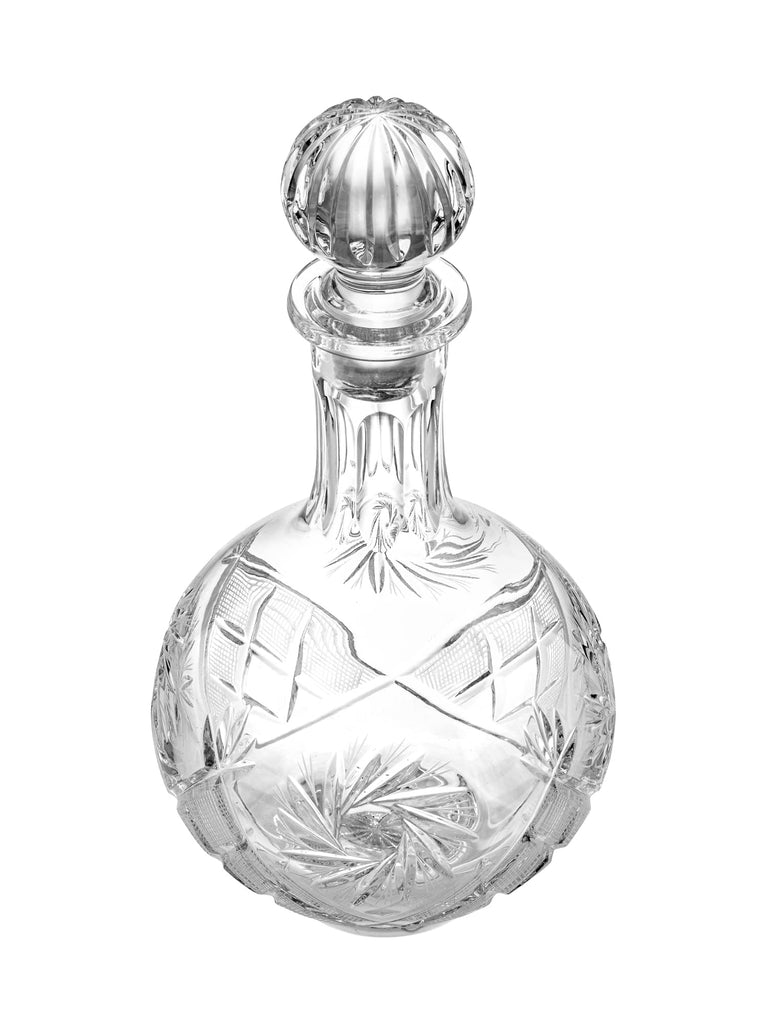D4184, 16-Oz Hand Made Vintage Russian Crystal Decanter, Liquor Carafe