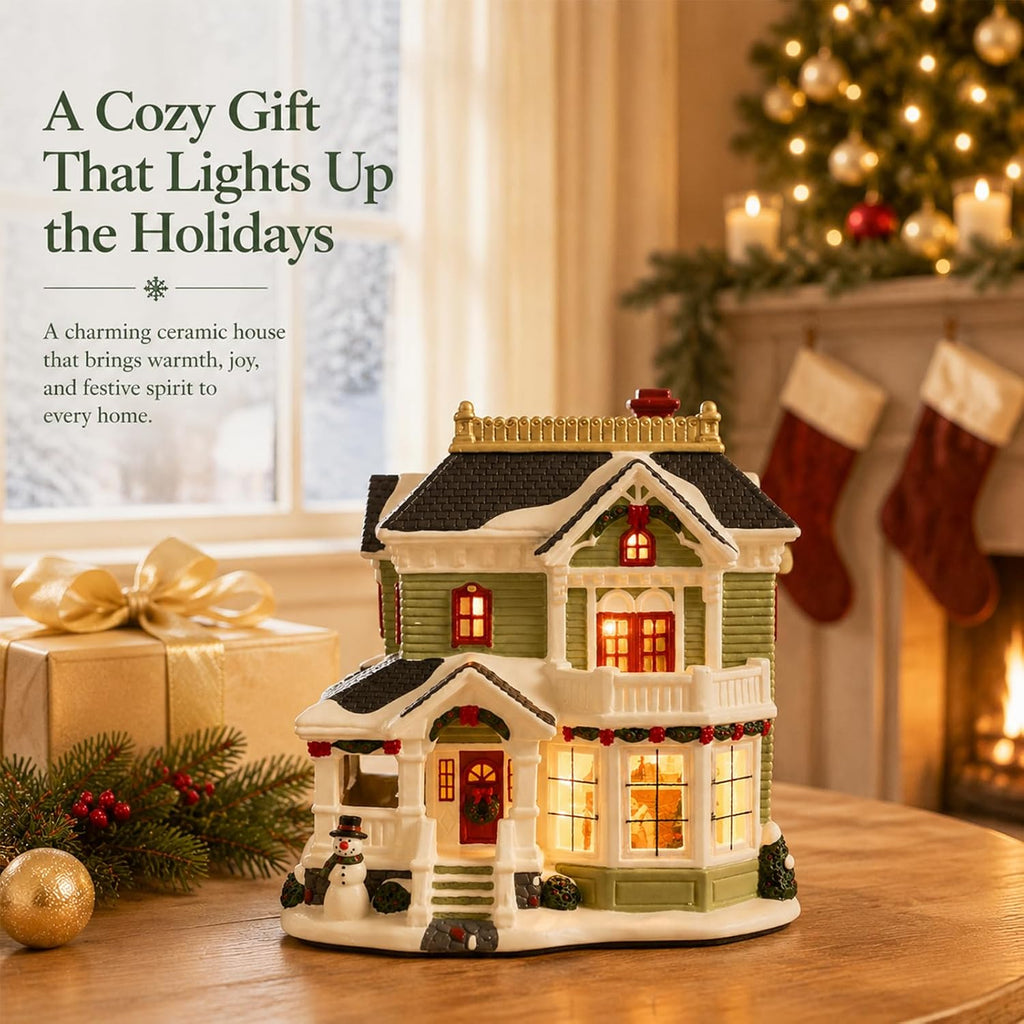 Christmas Village Houses, Lighted Ceramic Christmas Victorian Buildings