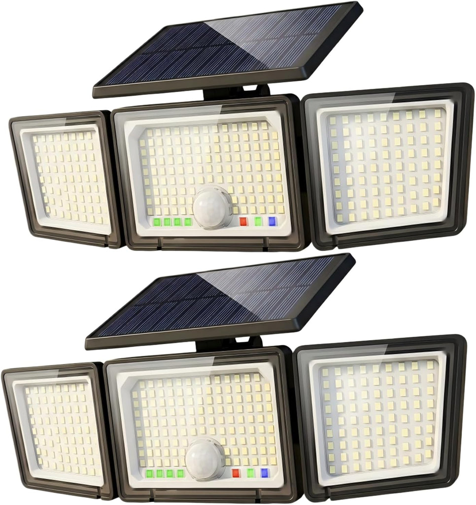 Solar Outdoor Lights Motion Sensor, 2500LM 286 LED Security Flood Lights with Visual Battery & Mode Display, 3