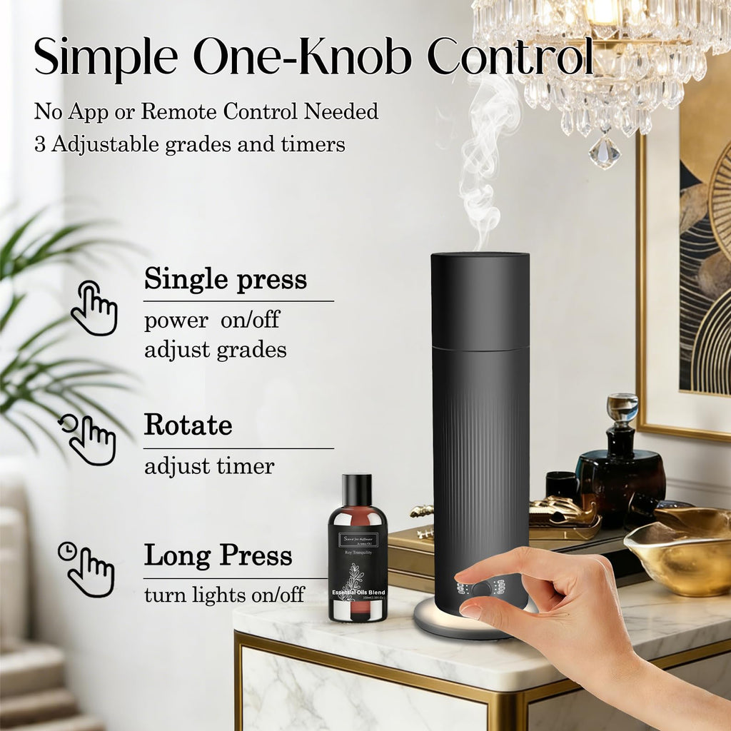 Waterless Essential Oil Diffuser, Scent Air Machine with Hotel Scent Oil, Covers Up to 1000 Sq.Ft, Adjustable Mist &