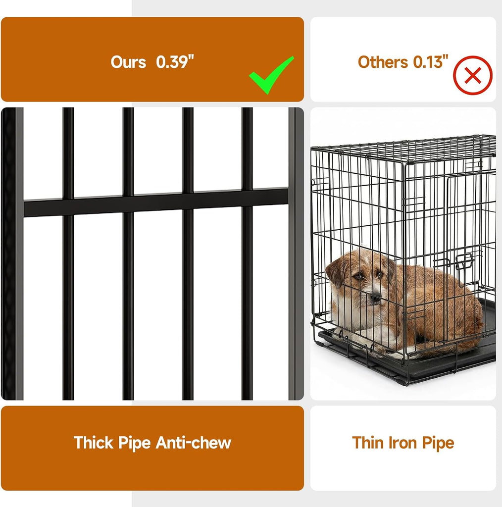 Gray Dog Crate Furniture TV Stand with 3-Room Kennel