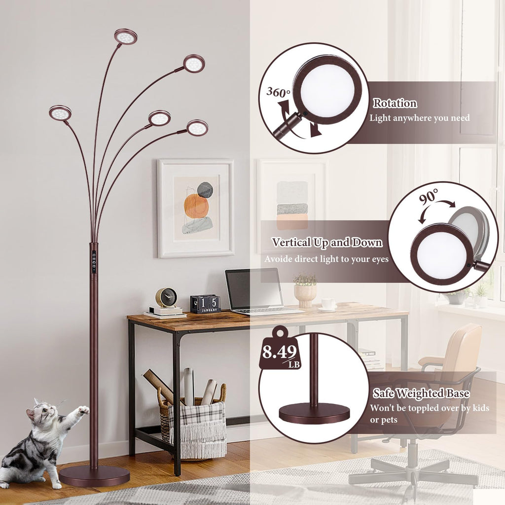 Inspired Arco Style LED Arc Floor Lamp with Remote, Dimmable Floor Lamp with Timer